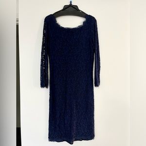 Diane Von Furstenberg Navy Blue Lace Mini Dress 6
